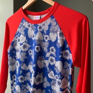 Strawberry Print Top Raglan Baseball T-Shirt